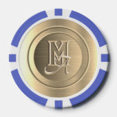 Metallic Goud Stalen Gegraveerde Monogram Poker Chips (Voorkant)