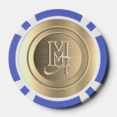 Metallic Goud Stalen Gegraveerde Monogram Poker Chips (Achterkant)