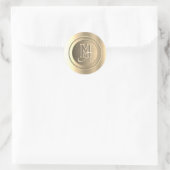 Metallic Goud Stalen Gegraveerde Monogram Ronde Sticker (Tas)