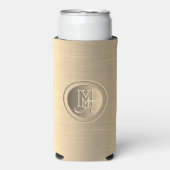 Metallic Goud Stalen Gegraveerde Monogram Seltzer Blikjeskoeler (Seltzer Voorkant)
