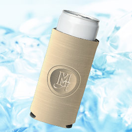 Metallic Goud Stalen Gegraveerde Monogram Seltzer Blikjeskoeler