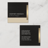 Metallic goud trim en leer vierkante visitekaartje (Voorkant / Achterkant)
