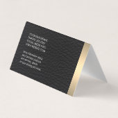 Metallic goud trim en leer visitekaartje (Achterkant)