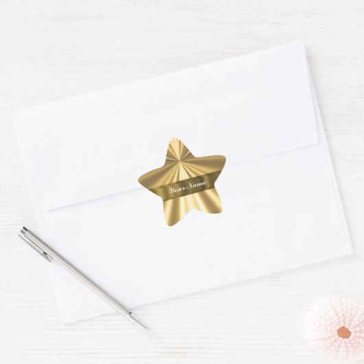 Metallic goud uitziend ster sticker (Envelop)