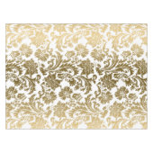 Metallic goud wit bloemen damast tafelkleed (Voorkant (Horizontaal))