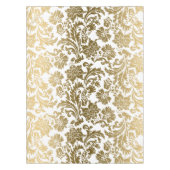 Metallic goud wit bloemen damast tafelkleed (Voorkant)