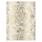 Metallic goud wit bloemen paisley tafelkleed (Voorkant)