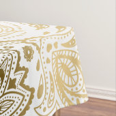 Metallic goud wit bloemen paisley tafelkleed (Voorbeeld)