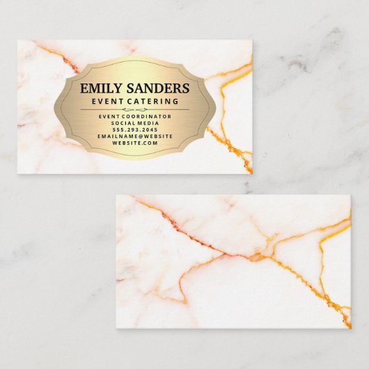 Metallic goud wit marmer textuur visitekaartje (Voorkant / Achterkant)