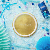 Metallic Goud Wit Script Namen Huwelijk Papieren Bordje (Feest)