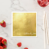 Metallic Goud Wit Script Namen Huwelijk Servet (Insitu)