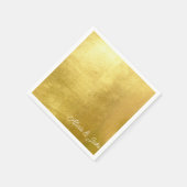 Metallic Goud Wit Script Namen Huwelijk Servet (Hoek)