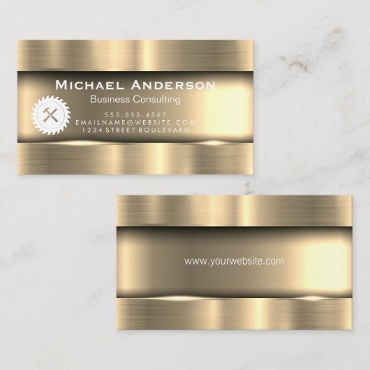 Metallic Goud | Zaag Hamer Constructie Visitekaartje (Voorkant / Achterkant)