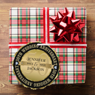 Metallic Goud & Zwart Bruiloft Jubileum Ornament Kaart