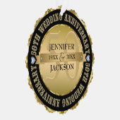 Metallic Goud & Zwart Bruiloft Jubileum Ornament Kaart (Rechts)