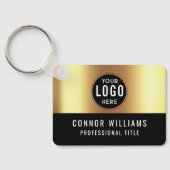 Metallic Goud Zwart Logo Naam Sleutelhanger (Achterkant)
