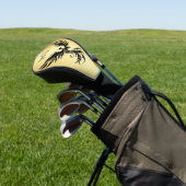 Metallic Goud Zwart Phoenix Monogrammed Initiaal Golfheadcover (Insitu)