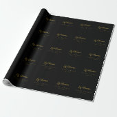Metallic Goud & Zwart Professioneel Modern Elegant Cadeaupapier (Uitgerold)