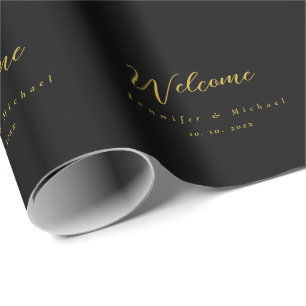 Metallic Goud & Zwart Professioneel Modern Elegant Cadeaupapier