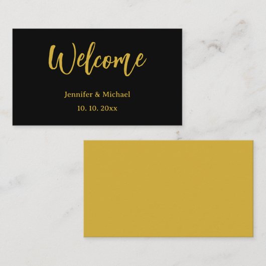 Metallic Goud & Zwart Professioneel Modern Elegant Informatiekaartje (Voorkant / Achterkant)