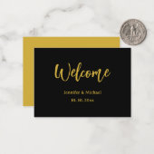 Metallic Goud & Zwart Professioneel Modern Elegant Notitiekaartje (Voorkant / Achterkant in situ)