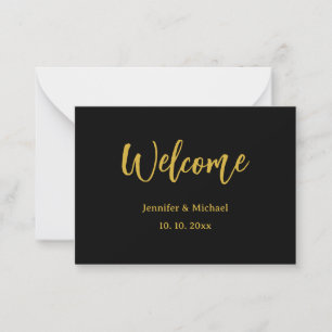 Metallic Goud & Zwart Professioneel Modern Elegant Notitiekaartje