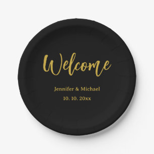 Metallic Goud & Zwart Professioneel Modern Elegant Papieren Bordje