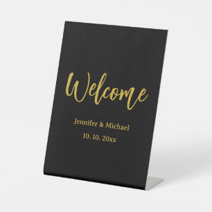 Metallic Goud & Zwart Professioneel Modern Elegant Reclamebord Met Voetstuk