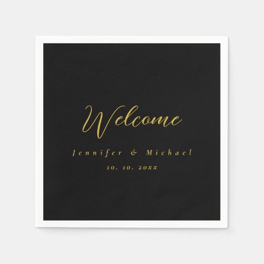 Metallic Goud & Zwart Professioneel Modern Elegant Servet (Voorkant)