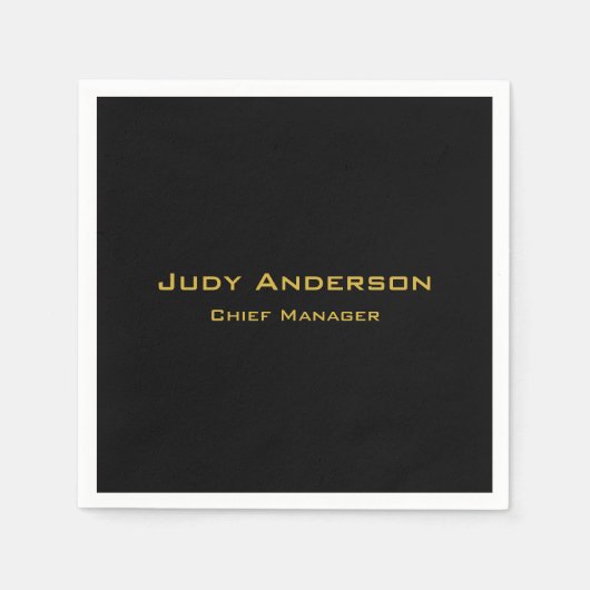 Metallic Goud & Zwart Professioneel Modern Elegant Servet (Voorkant)