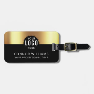 Metallic Goud Zwart Twee Tinten Logo Naam Bagagelabel