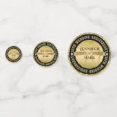 Metallic goud & zwarte cirkel confetti (Voorkanten)