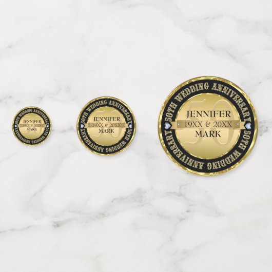 Metallic goud & zwarte cirkel confetti (Achterkanten)