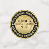 Metallic goud & zwarte cirkel confetti (Kleine voorkant)