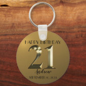 Metallic gouden 21ste verjaardag sleutelhanger (Achterkant)