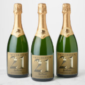 Metallic gouden 21ste verjaardag sparkling wijnetiket (Flessen)