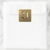 Metallic gouden 21ste verjaardag vierkante sticker (Tas)