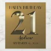 Metallic gouden 21ste verjaardag wijn etiket (Enkel label)
