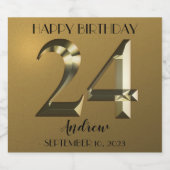 Metallic gouden 24e verjaardag Mousserende Wijn la Sparkling Wijnetiket (Enkel label)