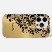 Metallic Gouden Achtergrond Zwart Swirl Ornament Case-Mate iPhone Case (Achterkant (horizontaal))
