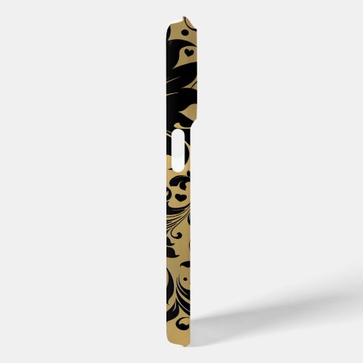 Metallic Gouden Achtergrond Zwart Swirl Ornament Case-Mate iPhone Case (Achterkant / Rechts)