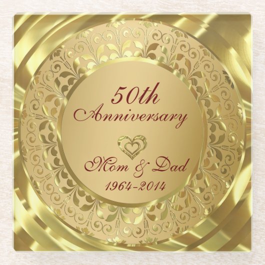 Metallic gouden bloemen en gouden ringen glazen onderzetter (Voorkant)