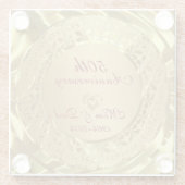 Metallic gouden bloemen en gouden ringen glazen onderzetter (Achterkant)