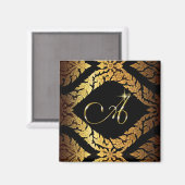 Metallic gouden Brocade Monogram Initiaal "A" Magneet (Voorkant / Achterkant)