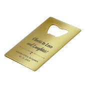 Metallic gouden bruiloft gunsten creditkaart flessenopener (Achterkant Gekanteld)