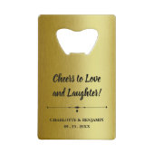 Metallic gouden bruiloft gunsten creditkaart flessenopener (Achterkant)