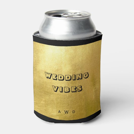 Metallic gouden bruiloft vibes Monogram Koelbox Blikjeskoeler (Blikje Voorkant)