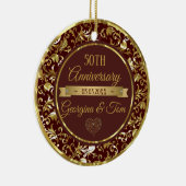 Metallic gouden damast en lint keramisch ornament (Rechts)