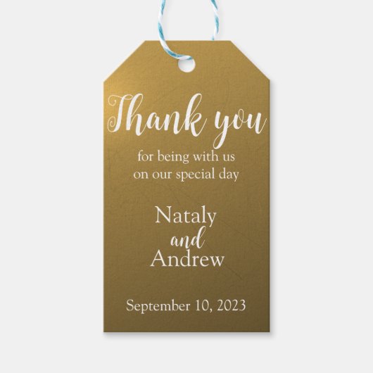 Metallic gouden dank cadeaulabel (Voorkant)