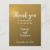 Metallic gouden dank je wel briefkaart (Voorkant)